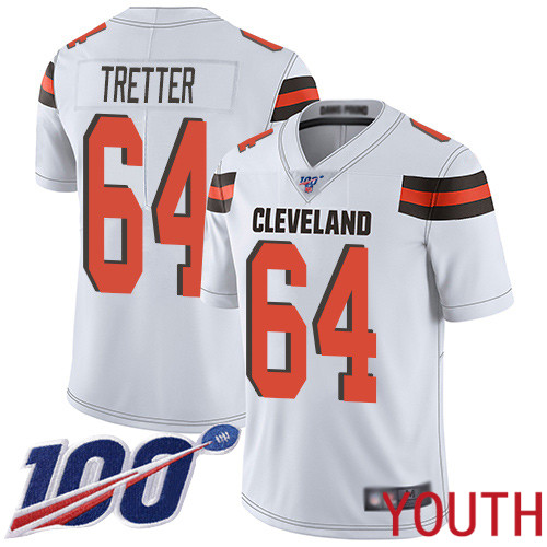 Cleveland Browns JC Tretter Youth White Limited Jersey #64 NFL Football Road 100th Season Vapor Untouchable->cleveland browns->NFL Jersey